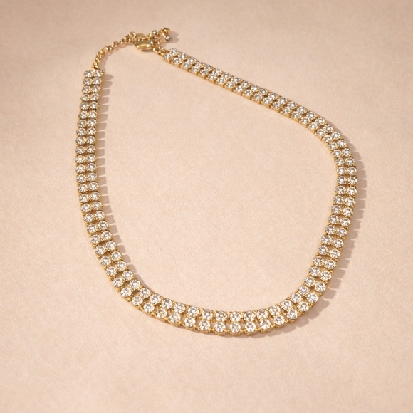 Jewelry - Rhinestone Tennis Statement Necklace  Sparkly Crystal Choker Y2K Glam